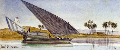 Les rives du Nil (Égypte), avec un grand gyassi passant - Edward Lear