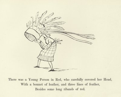 Il y avait une jeune personne en rouge, qui couvrait soigneusement sa tête - Edward Lear