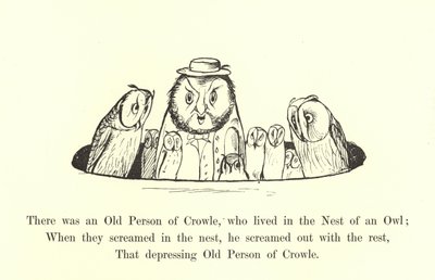 Il y avait une vieille personne de Crowle, qui vivait dans le nid d