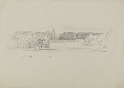 Vue à travers un pré vers une église, 1834 - Edward Lear
