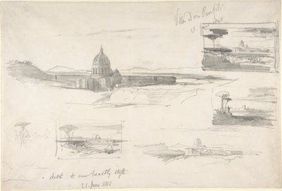Vue de la basilique Saint-Pierre, à Rome - Edward Lear