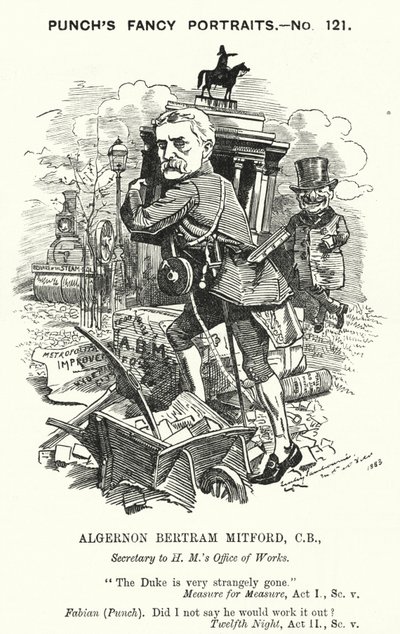 Caricature de Punch : Algernon Bertram Freeman-Mitford - Edward Linley (after) Sambourne