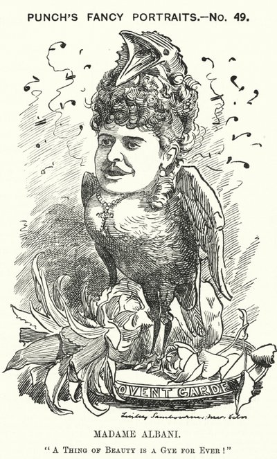 Caricature de Punch : Emma Albani, chanteuse d