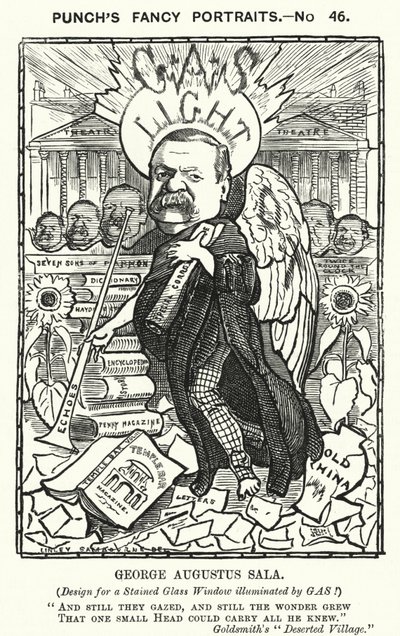 Caricature de Punch : George Augustus Sala, auteur et journaliste anglais - Edward Linley (after) Sambourne