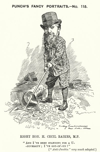 Caricature de Punch : Henry Cecil Raikes, homme politique conservateur anglais - Edward Linley (after) Sambourne