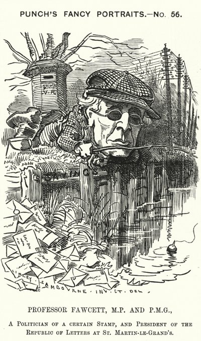 Caricature de Punch : Henry Fawcett, homme politique et économiste anglais - Edward Linley (after) Sambourne