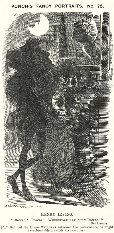 Caricature de Punch : Henry Irving, acteur anglais - Edward Linley (after) Sambourne