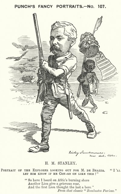 Caricature de Henry Morton Stanley, journaliste et explorateur gallois (gravure) - Edward Linley (after) Sambourne