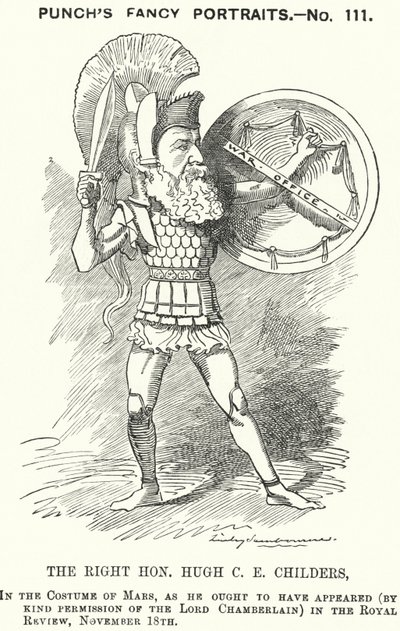 Caricature de Punch : Hugh Childers, homme politique libéral anglais (gravure) - Edward Linley (after) Sambourne