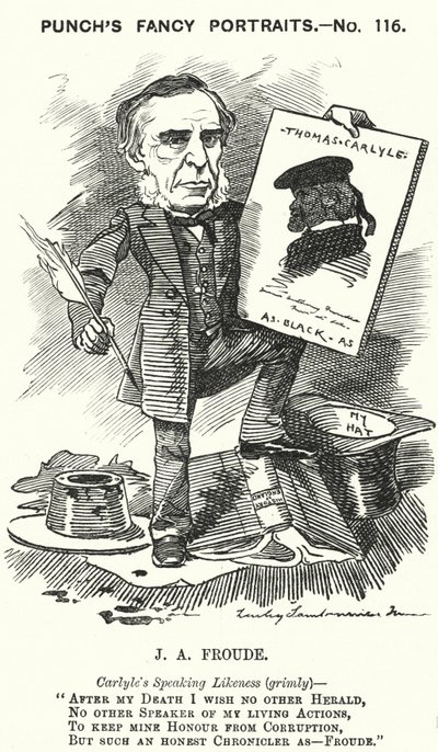Caricature de Punch : James Anthony Froude, historien, romancier et biographe anglais - Edward Linley (after) Sambourne