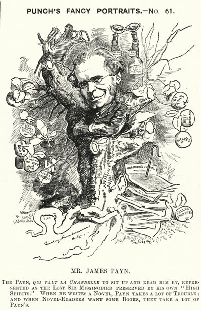 Caricature de Punch : James Payn, romancier anglais - Edward Linley (after) Sambourne