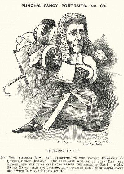 Caricature de Punch : John Charles Day, avocat et juge anglais - Edward Linley (after) Sambourne