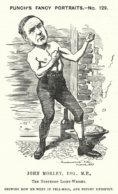Caricature de Punch : John Morley, homme politique libéral anglais - Edward Linley (after) Sambourne