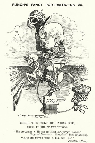 Caricature de Punch : Prince George, duc de Cambridge, soldat britannique - Edward Linley (after) Sambourne