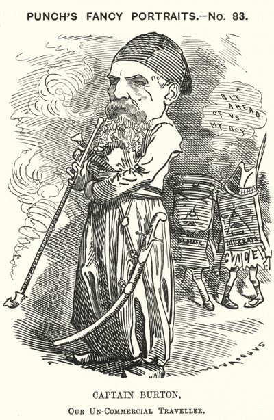 Caricature de Punch : Richard Burton, explorateur, géographe et diplomate anglais - Edward Linley (after) Sambourne