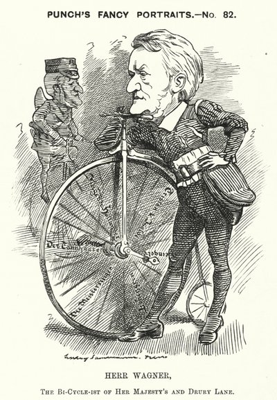 Caricature de Punch : Richard Wagner, compositeur allemand - Edward Linley (after) Sambourne