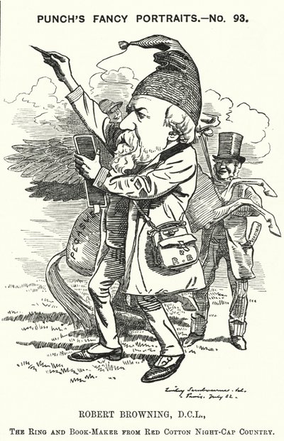 Caricature de Punch : Robert Browning - Edward Linley (after) Sambourne