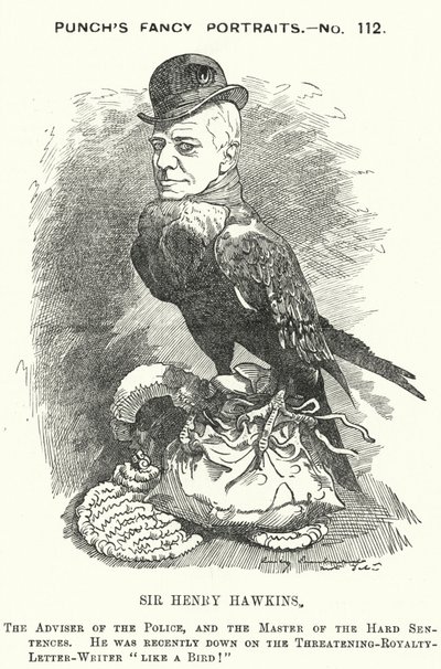 Caricature de Punch : Sir Henry Hawkins - Edward Linley (after) Sambourne
