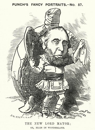 Caricature de Punch : Sir John Ellis, Lord-maire de Londres en 1881 - Edward Linley (after) Sambourne