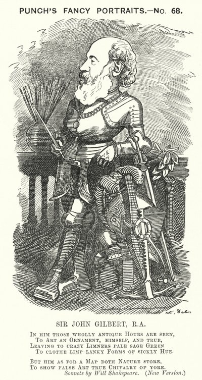Caricature de Punch : Sir John Gilbert, artiste anglais - Edward Linley (after) Sambourne
