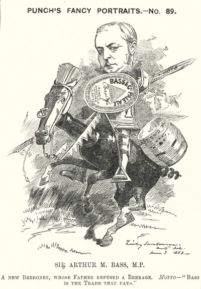 Caricature de Punch : Sir Michael Arthur Bass - Edward Linley (after) Sambourne