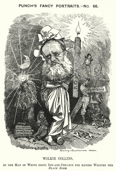 Caricature de Punch : Wilkie Collins, romancier, dramaturge et nouvelliste anglais (gravure) - Edward Linley (after) Sambourne