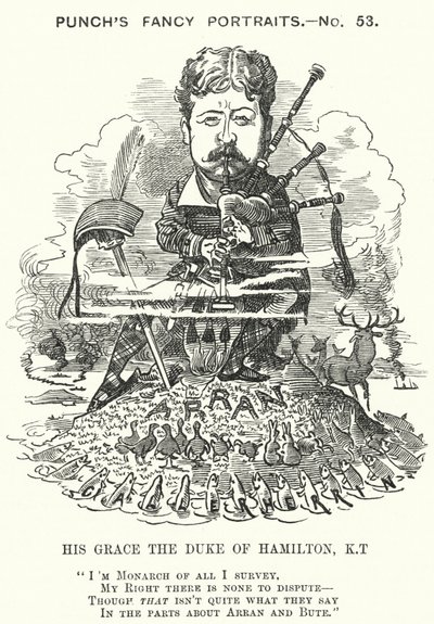 Caricature de Punch : William Douglas Hamilton - Edward Linley (after) Sambourne