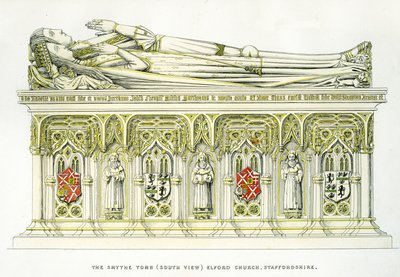 Lady Isabel Neville et son deuxième mari, Sir William Smythe, du tombeau Smythe, église St. Peter, Elford, Staffordshire, Angleterre, 1848-9 - Edward M. Richardson
