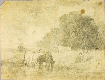Paysage avec vaches à l