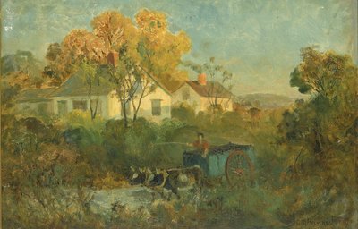 La piscine (homme dans une charrette avec des bœufs à la piscine) - Edward Mitchell Bannister