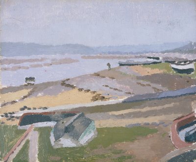 Estuaire de la Towy, Ferryside (Huile sur carton) - Edward Morland Lewis