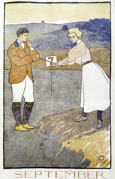 Couple jouant au golf - dans "Golf Calendar" par Edward Penfield - Edward Penfield