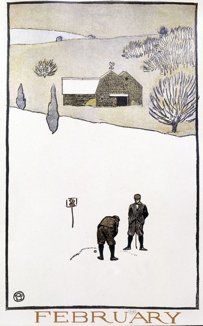 Golf dans la neige - dans «Calendrier de Golf» par Edward Penfield - Edward Penfield