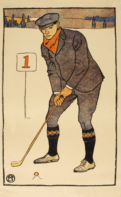 Janvier, détail du calendrier de golf de 1931, pub. 1931 - Edward Penfield