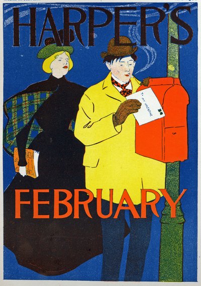 Homme portant sa lettre de Saint-Valentin - Edward Penfield