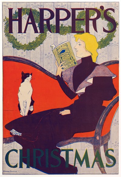 Affiche publicitaire pour Harpers New Monthly Magazine, Noël 1894 - Edward Penfield