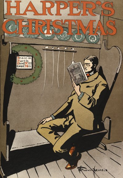 Affiche publicitaire pour Harpers New Monthly Magazine, Noël 1897 - Edward Penfield