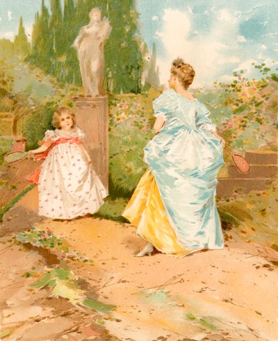 Jeu de volant dans un jardin - Edward Percy Moran