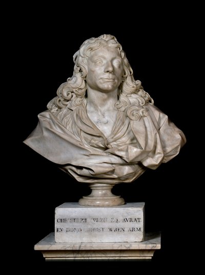 Buste portrait de Sir Christopher Wren, 17ème siècle - Edward Pierce
