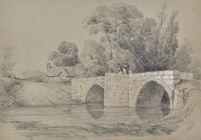 Paysage avec un pont et des personnages - Edward Pretty