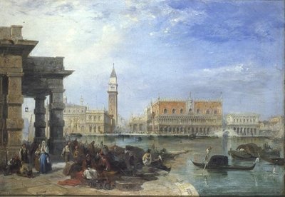 Vue de la Dogana, Venise, vers la Piazzetta et le Palais des Doges - Edward Pritchett