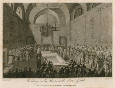 Le roi sur son trône à la Chambre des Lords - Edward Pugh