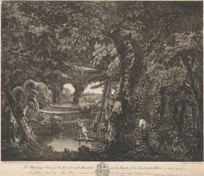 Une Scène Matinale de la Forêt avec Rinaldo sur la Rive de la Rivière Enchantée - Edward Rooker