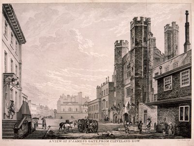Porte de St James menant au palais de St James, Londres, 1766 - Edward Rooker