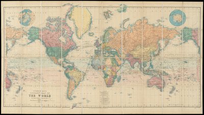 Carte du monde de la bibliothèque de Stanford sur la projection de Mercator - Edward Stanford