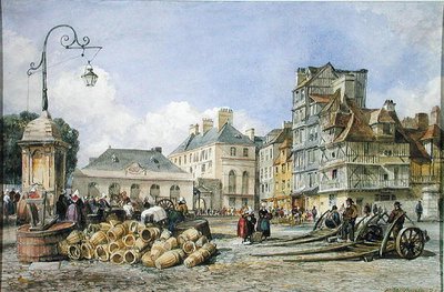 Place du marché sur le continent - Edward William Cooke