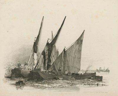 Barges sur la Tamise - Edward William Cooke