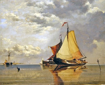 Bateaux hollandais au large de Fort Lillo, embouchure de l