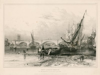 Nouveau pont de Londres, depuis Billingsgate (basse mer) dessiné le 31 juillet 1832 - Edward William Cooke