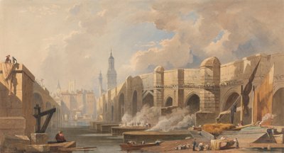 Ancien et nouveau pont de Londres - Edward William Cooke